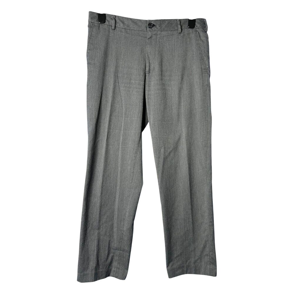Van Heusen Mens Gray Flat Front Dress Pant 33x30 Straight Leg Tailored Corporate